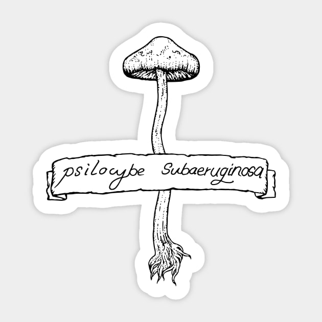 Psilocybe subaeruginosa Sticker by bangart